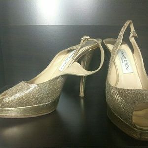 Jimmy Choo Gold Sling Back Heels 36 1/2